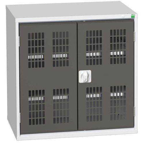 Dílenská skříň policová Bott Verso, drátěné dveře, 80 x 80 x 55 cm, 2 police, šedá-antracit