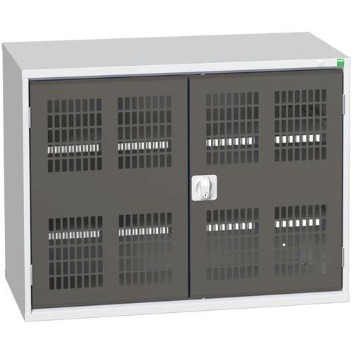 Dílenská skříň policová Bott Verso, drátěné dveře, 80 x 105 x 55 cm, 2 police, šedá-antracit