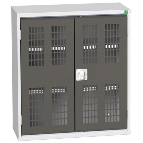 Dílenská skříň policová Bott Verso, drátěné dveře, 90 x 80 x 35 cm, 2 police, šedá-antracit