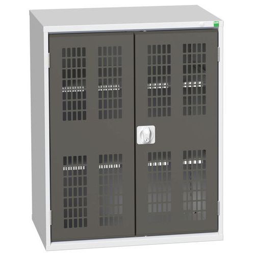 Dílenská skříň policová Bott Verso, drátěné dveře, 100 x 80 x 55 cm, 2 police, šedá-antracit