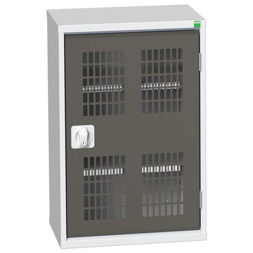 Dílenská skříň policová Bott Verso, drátěné dveře, 80 x 52,5 x 35 cm, 2 police, šedá-antracit