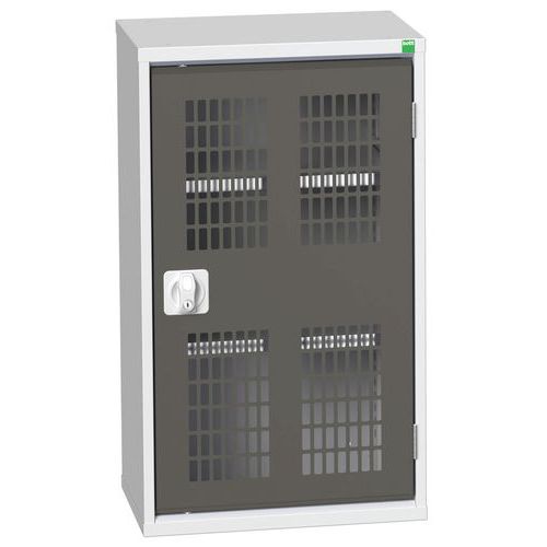 Dílenská skříň policová Bott Verso, drátěné dveře, 90 x 52,5 x 35 cm, 2 police, šedá-antracit