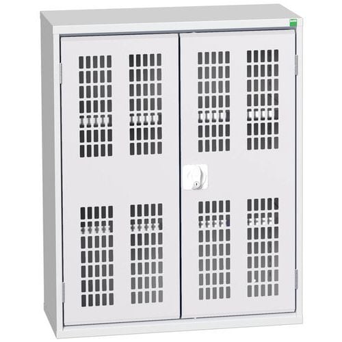 Dílenská skříň policová Bott Verso, drátěné dveře, 100 x 80 x 35 cm, 2 police, šedá-šedá