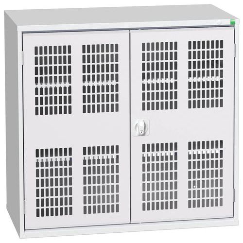 Dílenská skříň policová Bott Verso, drátěné dveře, 100 x 105 x 55 cm, 2 police, šedá-šedá