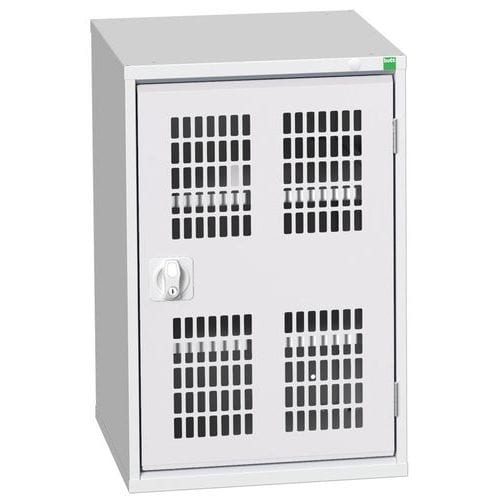 Dílenská skříň policová Bott Verso, drátěné dveře, 80 x 52,5 x 55 cm, 2 police, šedá-šedá