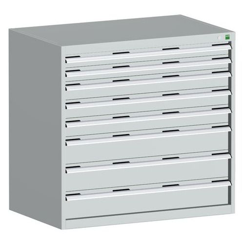 Dílenská zásuvková skříň Bott Cubio, 100 x 105 x 65 cm, 8 zásuvek, šedá-šedá