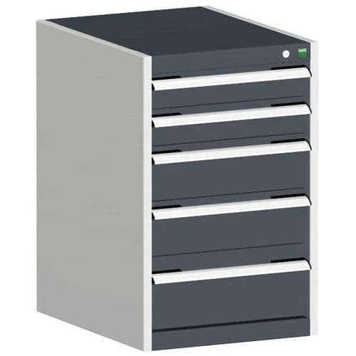 Dílenská zásuvková skříň Bott Cubio, 80 x 52,5 x 52,5 cm, 5 zásuvek, šedá-antracit