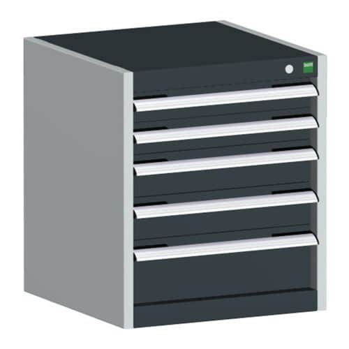 Dílenská zásuvková skříň Bott Cubio, 60 x 52,5 x 52,5 cm, 5 zásuvek, šedá-antracit