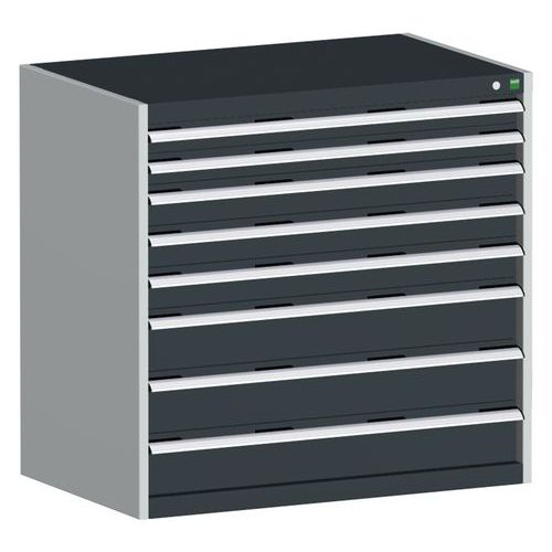 Dílenská zásuvková skříň Bott Cubio, 100 x 105 x 65 cm, 8 zásuvek, šedá-antracit