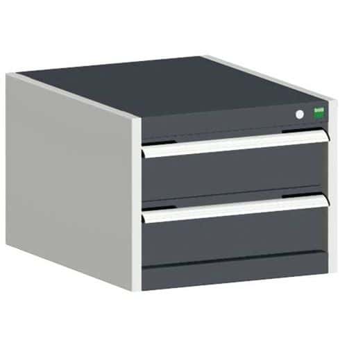 Dílenská zásuvková skříň Bott Cubio, 40 x 52,5 x 52,5 cm, 2 zásuvky, šedá-antracit