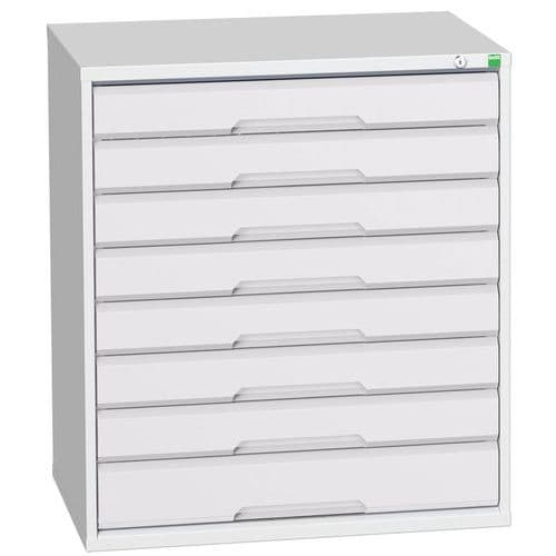 Dílenská zásuvková skříň Bott Verso, 90 x 80 x 55 cm, 8 zásuvek, šedá-šedá