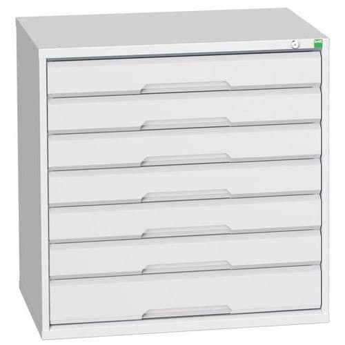 Dílenská zásuvková skříň Bott Verso, 80 x 80 x 55 cm, 7 zásuvek, šedá-šedá