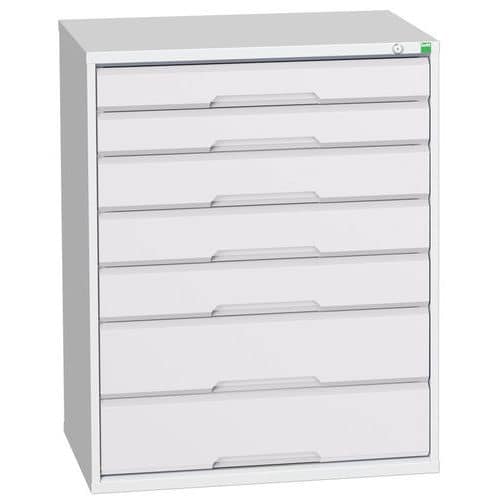 Dílenská zásuvková skříň Bott Verso, 100 x 80 x 55 cm, 7 zásuvek, šedá-šedá