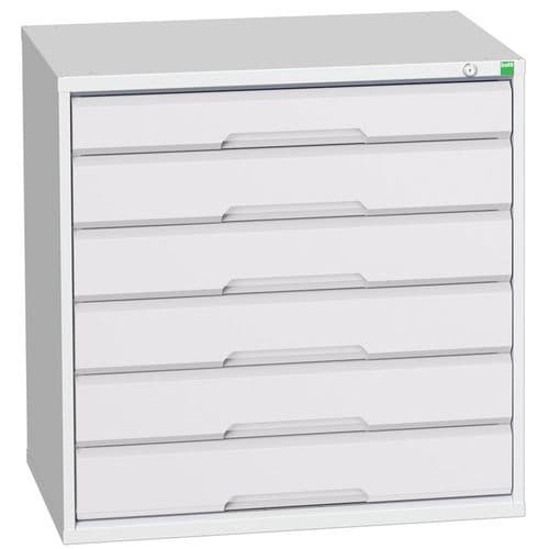 Dílenská zásuvková skříň Bott Verso, 80 x 80 x 55 cm, 6 zásuvek, šedá-šedá