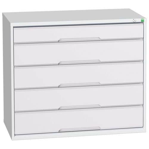 Dílenská zásuvková skříň Bott Verso, 90 x 105 x 55 cm, 5 zásuvek, šedá-šedá