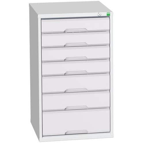 Dílenská zásuvková skříň Bott Verso, 90 x 52,5 x 55 cm, 7 zásuvek, šedá-šedá