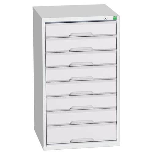 Dílenská zásuvková skříň Bott Verso, 90 x 52,5 x 55 cm, 8 zásuvek, šedá-šedá