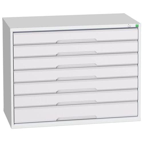 Dílenská zásuvková skříň Bott Verso, 80 x 105 x 55 cm, 7 zásuvek, šedá-šedá