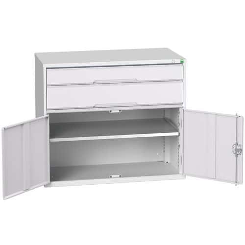 Dílenská zásuvková skříň Bott Verso, 90 x 105 x 55 cm, 2 zásuvky, 1 skříňka, šedá-šedá