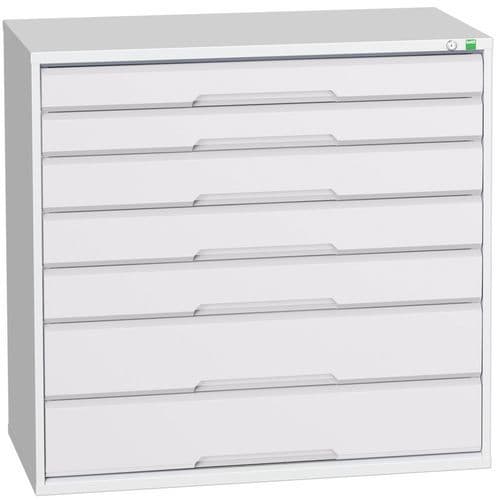 Dílenská zásuvková skříň Bott Verso, 100 x 105 x 55 cm, 7 zásuvek, šedá-šedá