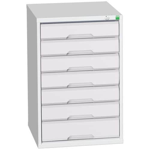 Dílenská zásuvková skříň Bott Verso, 80 x 52,5 x 55 cm, 7 zásuvek, šedá-šedá