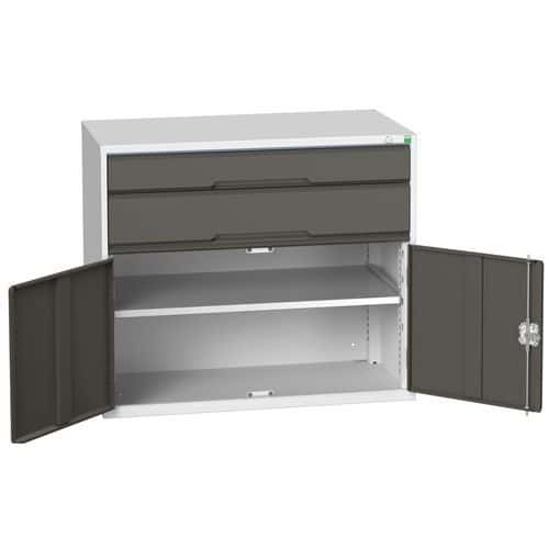 Dílenská zásuvková skříň Bott Verso, 90 x 105 x 55 cm, 2 zásuvky, 1 skříňka, šedá-antracit