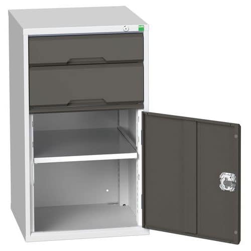 Dílenská zásuvková skříň Bott Verso, 90 x 52,5 x 55 cm, 2 zásuvky, 1 skříňka, šedá-antracit