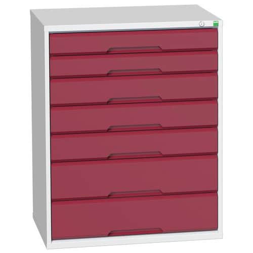 Dílenská zásuvková skříň Bott Verso, 100 x 80 x 55 cm, 7 zásuvek, šedá-červená