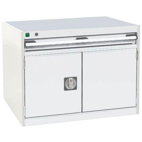 Dílenská zásuvková skříň Bott Cubio, 60 x 80 x 65 cm, 1 zásuvka, 1 skříňka, šedá-šedá