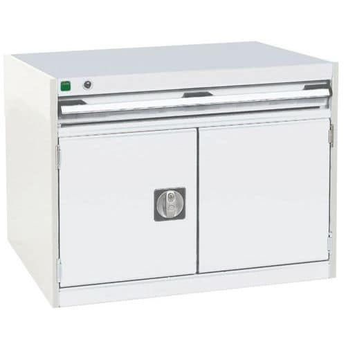 Dílenská zásuvková skříň Bott Cubio, 60 x 80 x 75 cm, 1 zásuvka, 1 skříňka, šedá-šedá