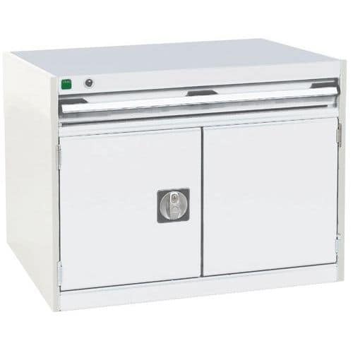 Dílenská zásuvková skříň Bott Cubio, 60 x 80 x 52,5 cm, 1 zásuvka, 1 skříňka, šedá-šedá