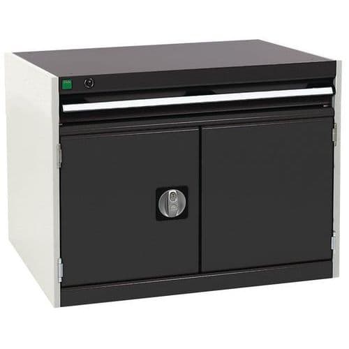 Dílenská zásuvková skříň Bott Cubio, 60 x 80 x 65 cm, 1 zásuvka, 1 skříňka, šedá-antracit