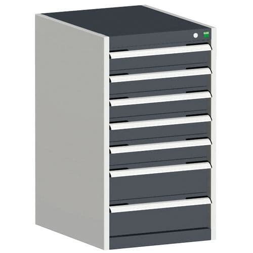 Dílenská zásuvková skříň Bott Cubio, 90 x 52,5 x 52,5 cm, 7 zásuvek, šedá-antracit