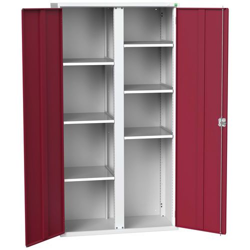 Kovová skříň pro údržbu Bott Verso, 200 x 105 x 55 cm, 6 polic, šedá-červená