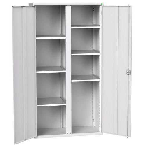 Kovová skříň pro údržbu Bott Verso, 200 x 105 x 55 cm, 6 polic, šedá-šedá