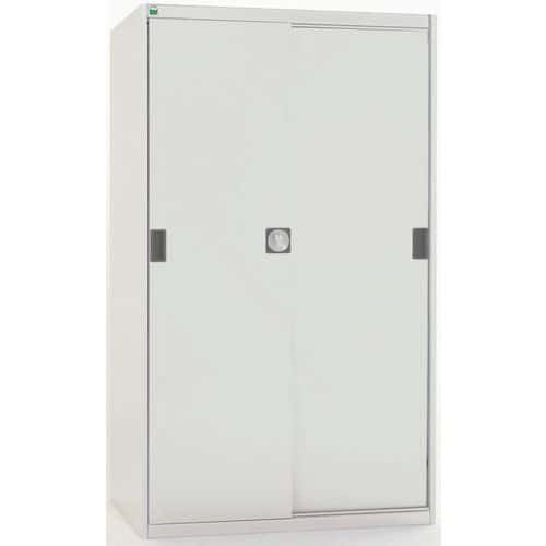 Dílenská skříň s posuvnými dveřmi, 160 x 105 x 52,5 cm, 3 police, šedá-šedá