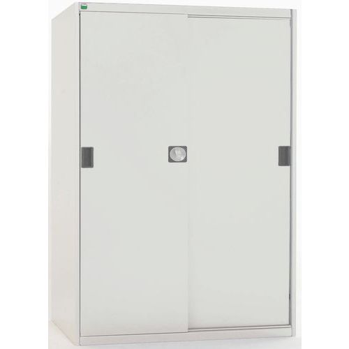 Dílenská skříň s posuvnými dveřmi, 160 x 105 x 65 cm, 3 police, šedá-šedá