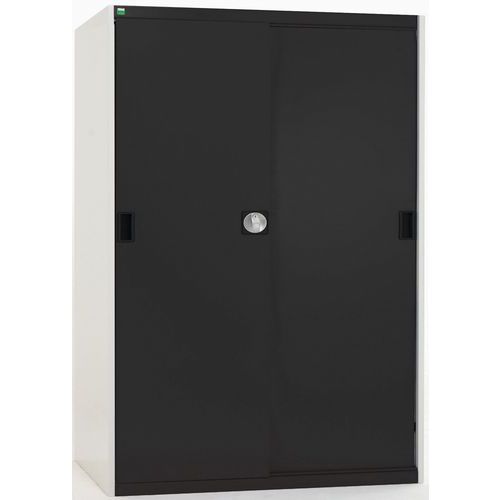 Dílenská skříň s posuvnými dveřmi, 160 x 130 x 52,5 cm, 3 police, šedá-antracit