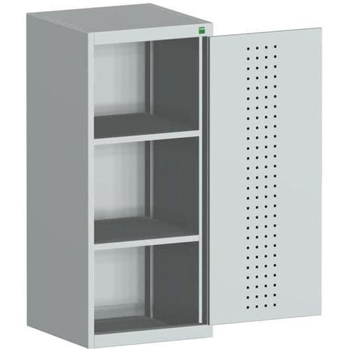 Dílenská skříň Bott Cubio, 120 x 52,5 x 52,5 cm, perfo dveře, šedá-šedá