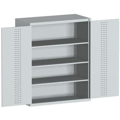 Dílenská skříň Bott Cubio 160, 160 x 130 x 65 cm, perfo dveře, šedá-šedá