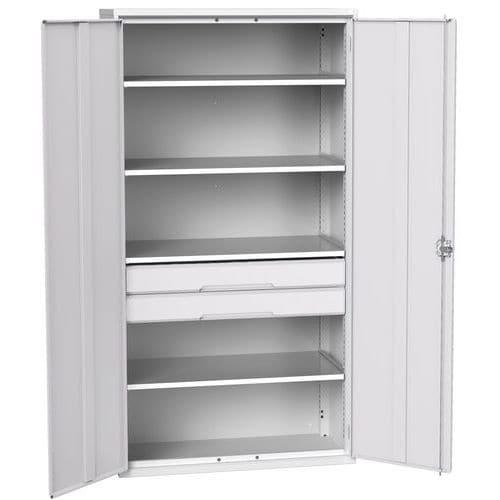 Dílenská skříň se zásuvkami Bott Verso, 200 x 105 x 55 cm, 4 police, 2 zásuvky, šedá-šedá