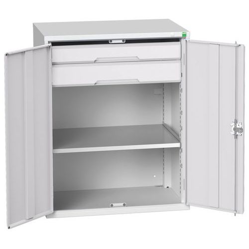 Dílenská skříň se zásuvkami Bott Verso, 100 x 80 x 55 cm, 1 police, 2 zásuvky, šedá-šedá