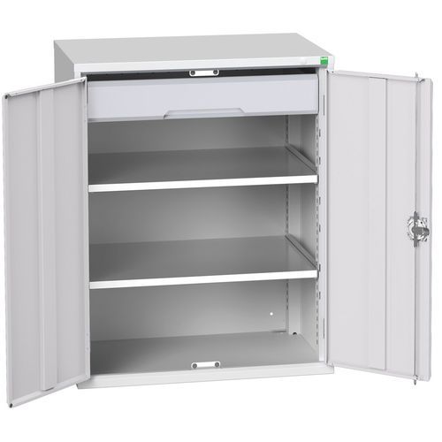 Dílenská skříň se zásuvkami Bott Verso, 100 x 80 x 55 cm, 2 police, 1 zásuvka, šedá-šedá