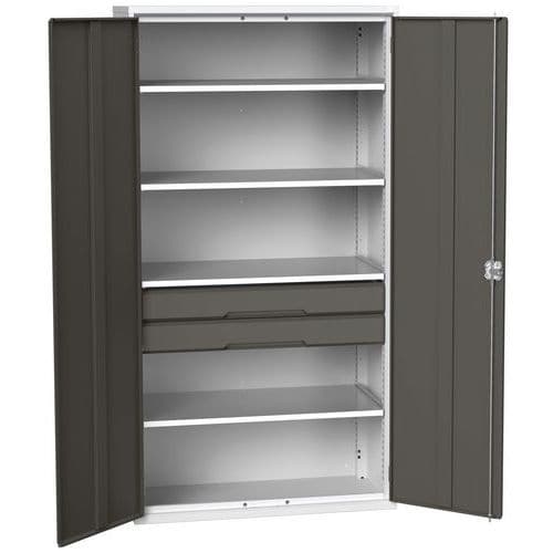 Dílenská skříň se zásuvkami Bott Verso, 200 x 105 x 55 cm, 4 police, 2 zásuvky, šedá-antracit