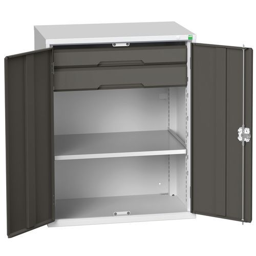 Dílenská skříň se zásuvkami Bott Verso, 100 x 80 x 55 cm, 1 police, 2 zásuvky, šedá-antracit