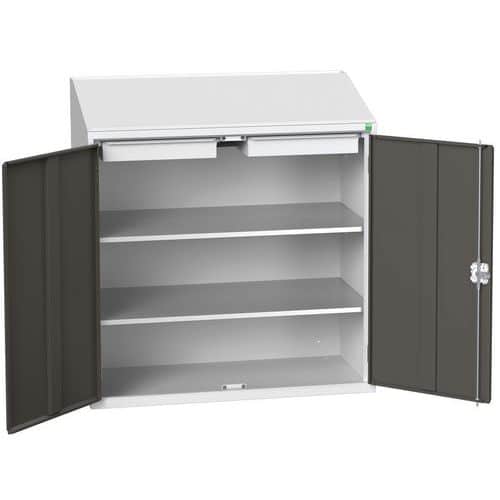 Skříňka se šikmým psacím pultem Bott Economy, 2 police, 1 zásuvka, 113 x 52,5 x 55 cm, šedá-antracitová