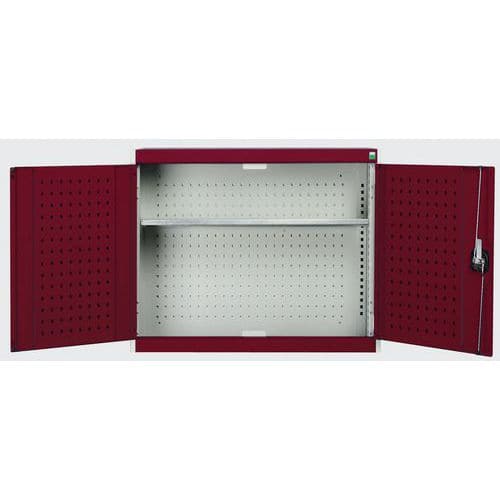 Závěsné skříňky Bott Cubio s perfopanely, 1 police, 70 x 80 x 32,5 cm, šedá-červená