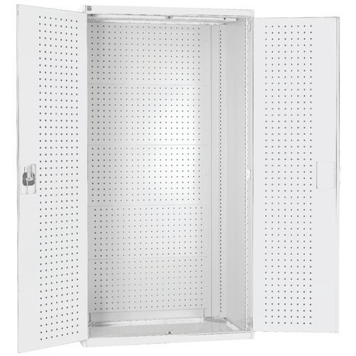 Dílenská skříň s perfo panely pro držáky na nářadí/nářadí, 200 x 105 x 52,5 cm, šedá-šedá