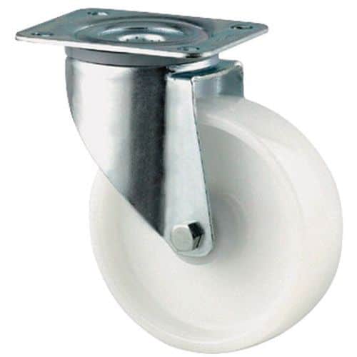 Nylonové transportní kolo s přírubou Tente, otočné, průměr 160 mm, kluzné ložisko