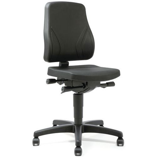 Pracovní židle Bimos All In One 9633 s kolečky bez podnožky, koženkový sedák, nízké opěradlo, černá